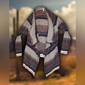 Le Moda Purple Tone Geometric Cardigan Sz L